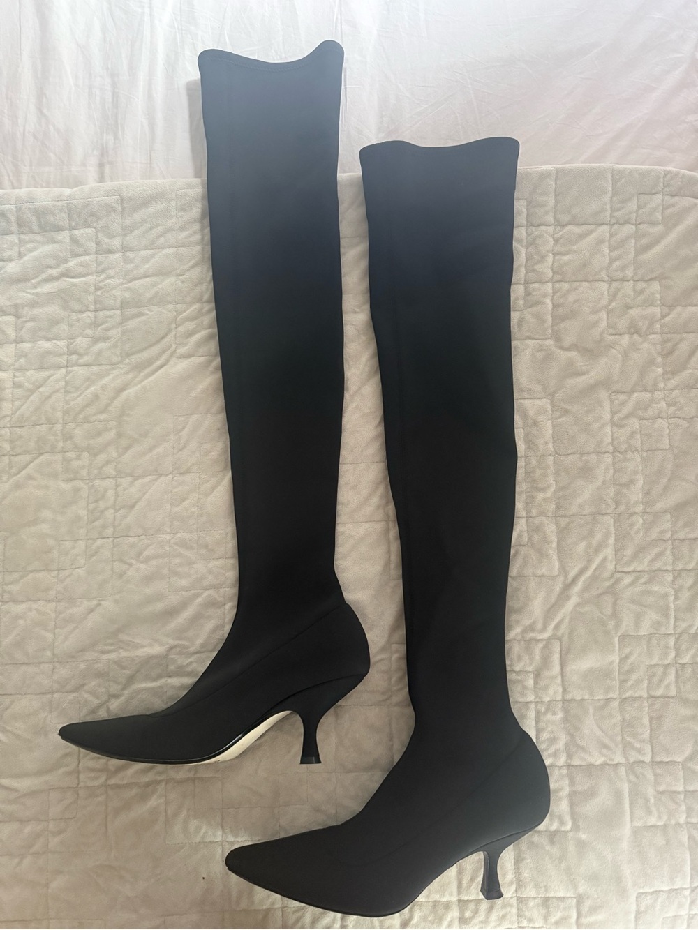 Khaite Taylor OTK Black Neoprene Boots in 38